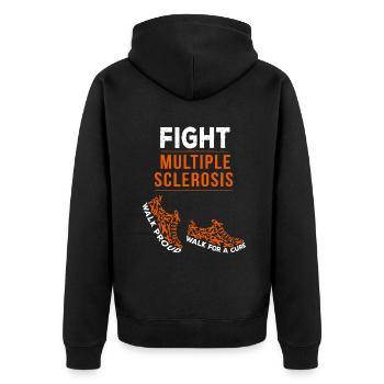 Kampf gegen Multiple Sklerose MS Awareness Warrior Ribb - Unisex Premium Bio Zip Hoodie - Schwarz - Hinten - Nico (187cm)