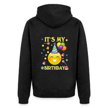 Lustiges T-Shirt Es ist Mein Geburtstag Shirt Geschenk Frauen Männer Bo - Unisex Premium Bio Zip Hoodie - Schwarz - Hinten - Nico (187cm)