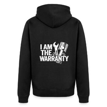 I Am The Warranty Race Car Parts Repair Guy Funny - Unisex Premium Organic Zip Hoodie - black - Back - Nico (187cm)