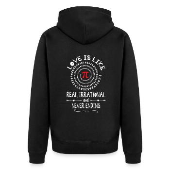 Love Irrational Maths Sweet Valentines PI-Day idea - Veste à capuche bio Premium Unisexe - noir - Dos - Nico (187cm)