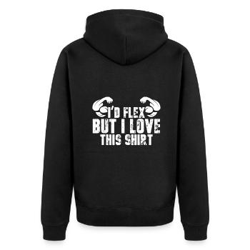 I'd Flex But I Love This idea Funny Gym Workoutspo - Unisex Premium Organic Zip Hoodie - black - Back - Nico (187cm)