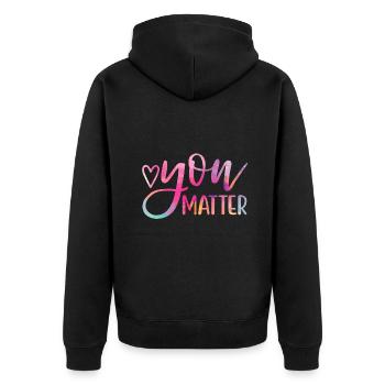 You Matter - Bewusstsein für psychische Gesundheit Inspirierend - Unisex Premium Bio Zip Hoodie - Schwarz - Hinten - Nico (187cm)