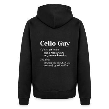 Cello Guy Definition - Cellospieler Classical Musi - Unisex Premium Bio Zip Hoodie - Schwarz - Hinten - Nico (187cm)