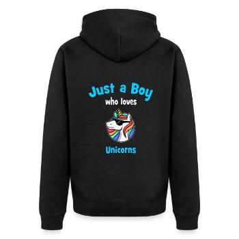 Idée de licorne pour les garçons | Licorne enfant - Veste à capuche bio Premium Unisexe - noir - Dos - Nico (187cm)
