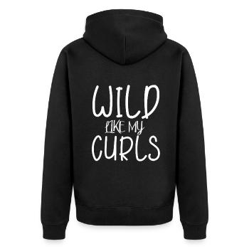 Wild Like My Curls Idee Niedlich Lustig - Unisex Premium Bio Zip Hoodie - Schwarz - Hinten - Nico (187cm)