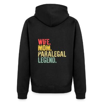 Mère Femmes Drôle de cadeau, épouse Maman Parajuriste Légende - Veste à capuche bio Premium Unisexe - noir - Dos - Nico (187cm)