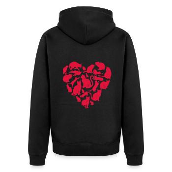 Cat Heart Valentines Day Girls Women Kitty Kittenb - Unisex Premium Organic Zip Hoodie - black - Back - Nico (187cm)