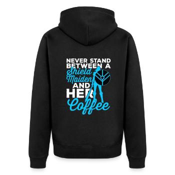 Lustige Wikinger Schild Jungfrau Kaffee Liebhabercandinaveo - Unisex Premium Bio Zip Hoodie - Schwarz - Hinten - Nico (187cm)