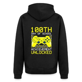 Happy 100th Day Of School Achievement Unlocked For - Unisex Premium Bio Zip Hoodie - Schwarz - Hinten - Nico (187cm)