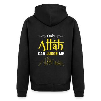 Nur Allah kann mich richten Islamische Muslime Ramadan Eid - Unisex Premium Bio Zip Hoodie - Schwarz - Hinten - Nico (187cm)