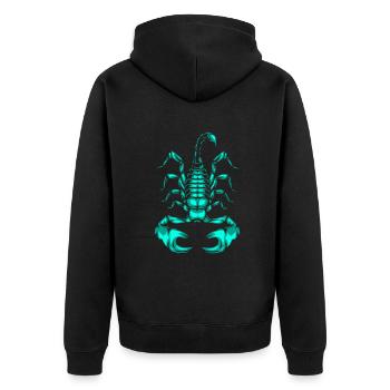Aquarell Skorpione Skorpione Papa - Unisex Premium Bio Zip Hoodie - Schwarz - Hinten - Nico (187cm)