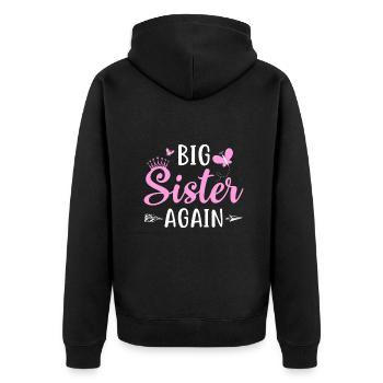 Grande sœur à nouveau frère et sœur fille aînée Arrow & Bu - Veste à capuche bio Premium Unisexe - noir - Dos - Nico (187cm)