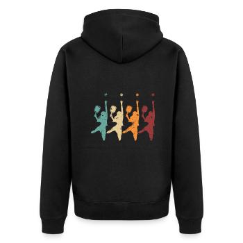 Pickleball Woman Vintage - Unisex Premium Organic Zip Hoodie - black - Back - Nico (187cm)