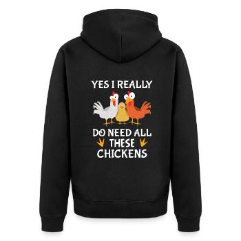 Funny Farmer Farming Ja, ich brauche wirklich alle - Unisex Premium Bio Zip Hoodie - Schwarz - Hinten - Nico (187cm)