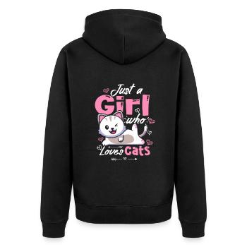 Juste une fille qui aime les chats mignons Kawaii - Veste à capuche bio Premium Unisexe - noir - Dos - Nico (187cm)