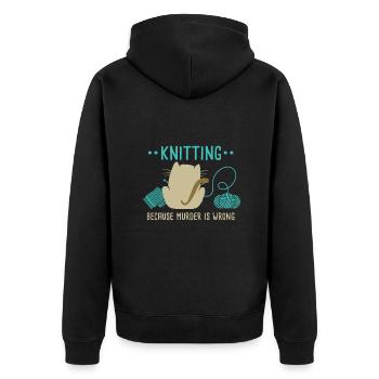 Chat drôle tricot parce que le meurtre est mal j’ai tricoté - Veste à capuche bio Premium Unisexe - noir - Dos - Nico (187cm)