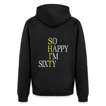 So Happy I'm Sixty 1962 Funny 60th Birthdayanniver - Unisex Premium Bio Zip Hoodie - Schwarz - Hinten - Nico (187cm)