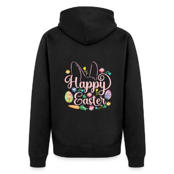 Happy Easter Sayings Eggloves sweet cuterabbitshap - Unisex Premium Organic Zip Hoodie - black - Back - Nico (187cm)