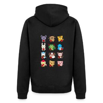 Un animal chinois mignon signe le Nouvel An lunaire - Veste à capuche bio Premium Unisexe - noir - Dos - Nico (187cm)