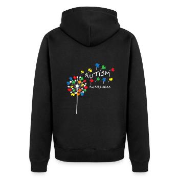 Löwenzahn Puzzle Teil Cool Autismus Bewusstsein Geschenk - Unisex Premium Bio Zip Hoodie - Schwarz - Hinten - Nico (187cm)