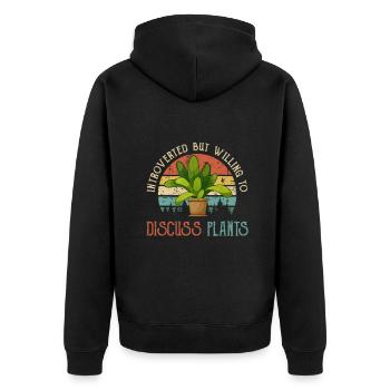 Introverted but Willing to Discuss Plants - Unisex Premium Organic Zip Hoodie - black - Back - Nico (187cm)