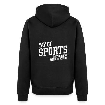 Yay Go Sport! Do the Thing Gewinnen Sie die Punkte - Lustig - Unisex Premium Bio Zip Hoodie - Schwarz - Hinten - Nico (187cm)