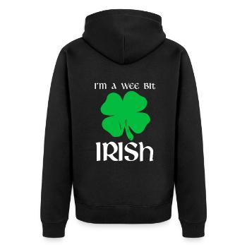 St Patricks Day I'm A Wee Bit Irish - Unisex Premium Organic Zip Hoodie - black - Back - Nico (187cm)