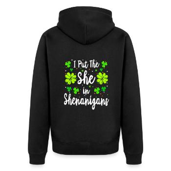 I Put The She In The Shenanigans idea St Patricksi - Veste à capuche bio Premium Unisexe - noir - Dos - Nico (187cm)