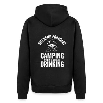 Prévisions de week-end Camping avec une chance de boire - Veste à capuche bio Premium Unisexe - noir - Dos - Nico (187cm)
