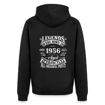66. Geburtstag Vintage Legenden geboren in 1956 66 Jahr - Unisex Premium Bio Zip Hoodie - Schwarz - Hinten - Nico (187cm)