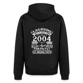18 Jahre alte Geschenklegende wurden 2004 geboren 18. B - Unisex Premium Bio Zip Hoodie - Schwarz - Hinten - Nico (187cm)