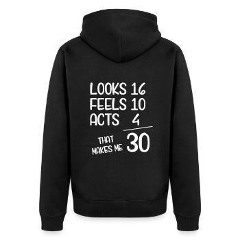Lustiger 30-jähriger 30. Geburtstag geboren 1992beste 3 - Unisex Premium Bio Zip Hoodie - Schwarz - Hinten - Nico (187cm)