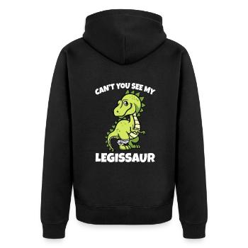 Leggisaurier gebrochene Beinknochen Verletzung Dinosaurier erholen - Unisex Premium Bio Zip Hoodie - Schwarz - Hinten - Nico (187cm)
