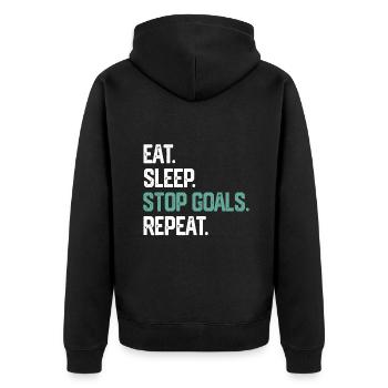 MANGER DORMIR ARRÊTER LES BUTS RÉPÉTER idée Goalie Soccer Hoc - Veste à capuche bio Premium Unisexe - noir - Dos - Nico (187cm)