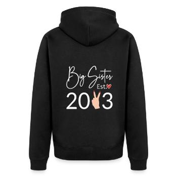 Befördert zur Großen Schwester 2023 Süße Große Schwester 2023 - Unisex Premium Bio Zip Hoodie - Schwarz - Hinten - Nico (187cm)