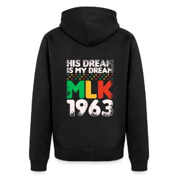 Vintage Sein Traum ist mein Traum! MLK, Martin Luther - Unisex Premium Bio Zip Hoodie - Schwarz - Hinten - Nico (187cm)