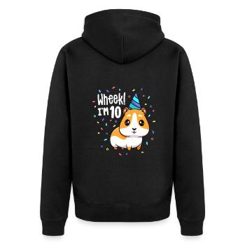Meerschweinchen Geburtstagsfeier Wheek Kind 10 Jahre alt 10 - Unisex Premium Bio Zip Hoodie - Schwarz - Hinten - Nico (187cm)