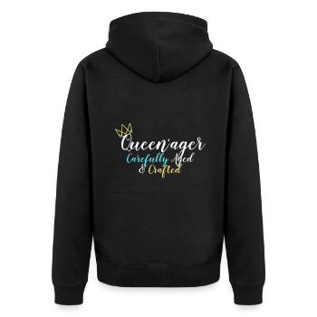 Keine Seniorin Ich bin eine Königin Keine alte Dame Oma - Unisex Premium Bio Zip Hoodie - Schwarz - Hinten - Nico (187cm)