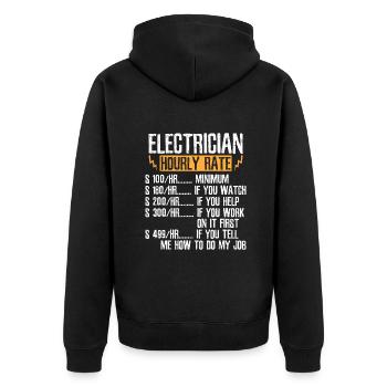 Elektriker Stundensatzelektriker Stundensatz ele - Unisex Premium Bio Zip Hoodie - Schwarz - Hinten - Nico (187cm)