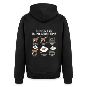 Drôles d’idées de chèvre 6 choses que je fais pendant mon temps libre go go - Veste à capuche bio Premium Unisexe - noir - Dos - Nico (187cm)
