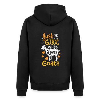 Ziege nur ein Mädchen, das Ziegen liebt lustiges Geschenk - Unisex Premium Bio Zip Hoodie - Schwarz - Hinten - Nico (187cm)