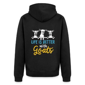 Goat Life is better with Goats - Cool Funny Goat L - Unisex Premium Organic Zip Hoodie - black - Back - Nico (187cm)