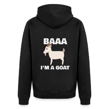 Baa Ich bin eine Ziege Kostüm Tier Lustig Halloween Teil - Unisex Premium Bio Zip Hoodie - Schwarz - Hinten - Nico (187cm)