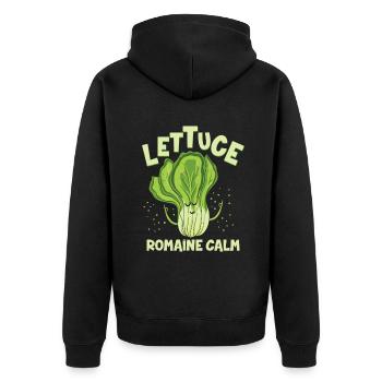 Salat Romaine Calm Achtsamkeit Vegan Yoga Lover - Unisex Premium Bio Zip Hoodie - Schwarz - Hinten - Nico (187cm)