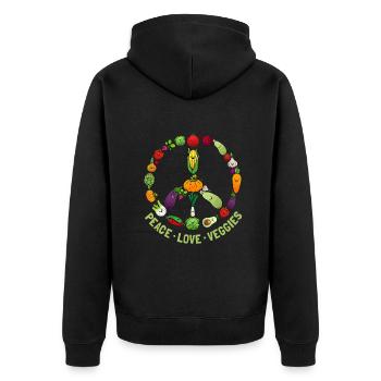 Lustiges vegetarisches Geschenk Männer Frauen Cool Vegan Veggiep - Unisex Premium Bio Zip Hoodie - Schwarz - Hinten - Nico (187cm)