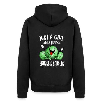 Just A Girl Who Loves Brussels Sprouts Vegetable V - Unisex Premium Organic Zip Hoodie - black - Back - Nico (187cm)