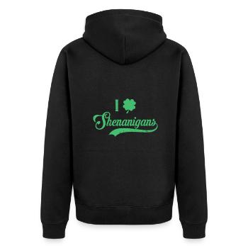I Love Shenanigans Gemischtes Kleeblatt Kleeblatt St.Patric - Unisex Premium Bio Zip Hoodie - Schwarz - Hinten - Nico (187cm)
