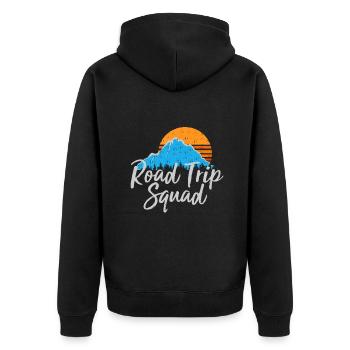 Road Trip Squad | Tour itinérant Souvenir Giftjoyr - Veste à capuche bio Premium Unisexe - noir - Dos - Nico (187cm)