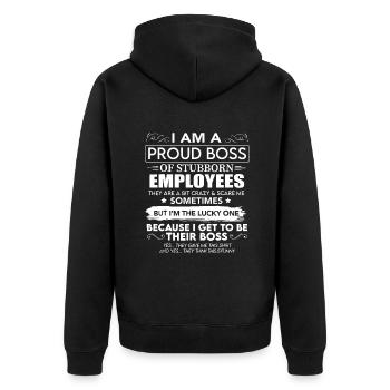 Ich bin ein stolzer Boss von verdammt tollen Mitarbeitern Gif - Unisex Premium Bio Zip Hoodie - Schwarz - Hinten - Nico (187cm)