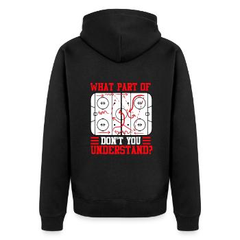 Welchen Teil von Hockey verstehst du nicht? - Unisex Premium Bio Zip Hoodie - Schwarz - Hinten - Nico (187cm)